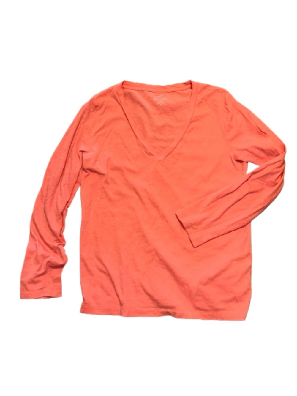 J.Crew Featherweight Slub Cotton V-Neck Tee Size Medium Long Sleeve EUC Pink